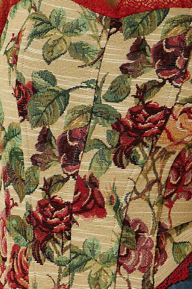 Corset Jacquard Detalhe Renda com Amarração nas Costas 1