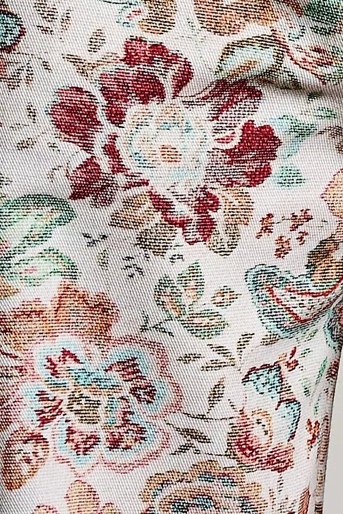 Conjunto Sarja Estampada Floral Blusa Alça com Pregas e Calça Reta 1