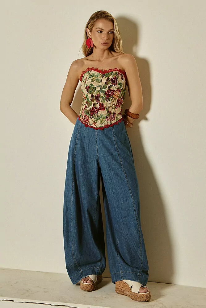 Calça Ballon Chambray