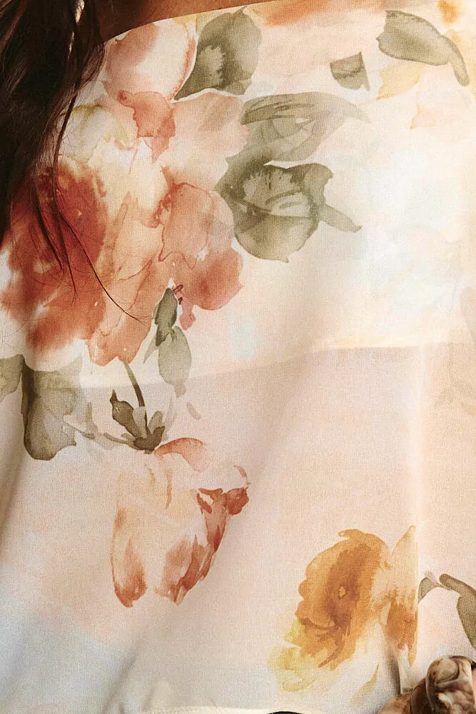 Blusa Chiffon Floral Alongada Alça Fina 1